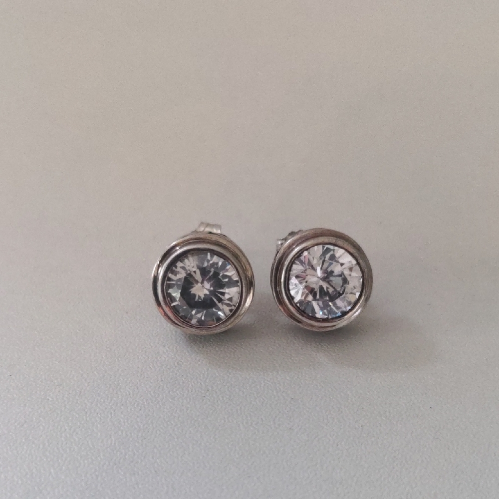 Sterling Silver 925 CZ 2 carat Earrings Vintage Boho
